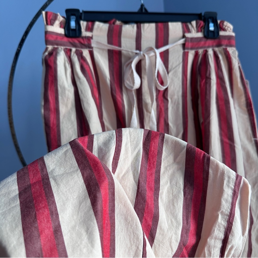 Free People Striped Red and Cream Wide-Leg Pants - Picture 4 of 5